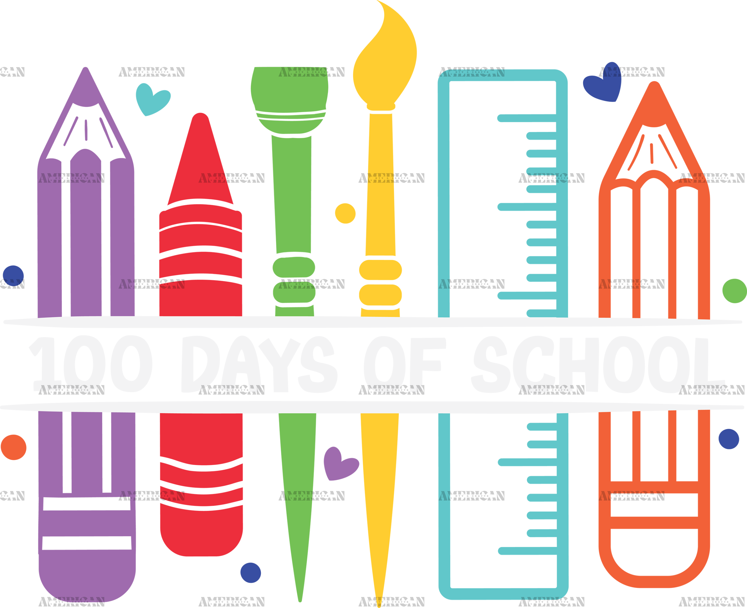 100 Days Of School Stationery-2 DTF Transfer