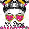 100 Days Smarter Girls Messy Bun Hair DTF Transfer