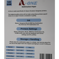 A-One Sublimation Paper 125GSM 8.5" X 11" (100)Pcs