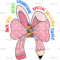 Autism Pencil Bow DTF Transfer