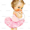 Ballerina Pink Pearls Girl-LightBlonde DTF Transfer