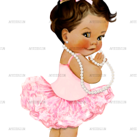 Ballerina Pink Pearls Girl-MediumBrunette DTF Transfer