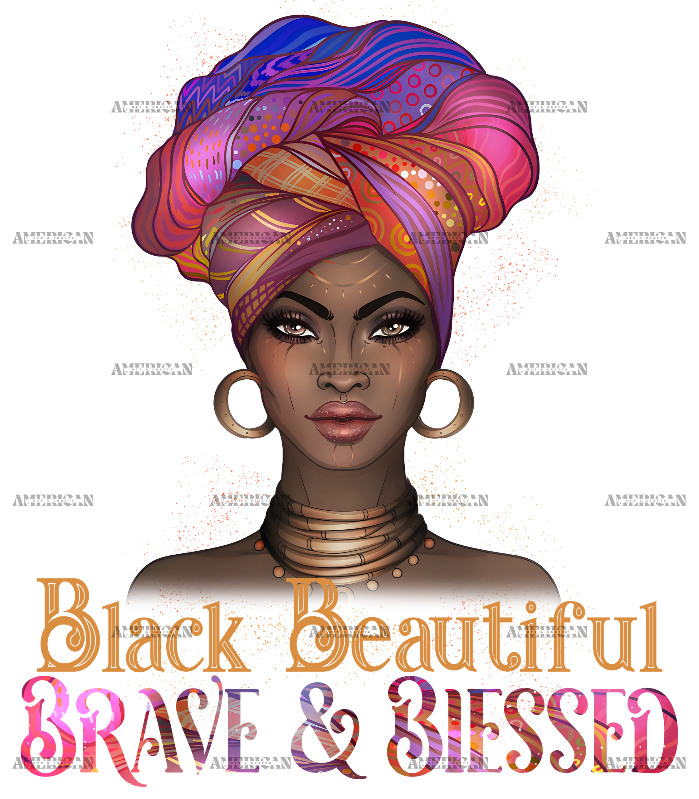Black Beautiful Brave And Blessed DTF Transfer