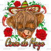 Cinco De Mayo Highland Cow DTF Transfer