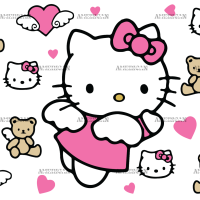 Cupid Kitty And Teddy UV DTF Transfer