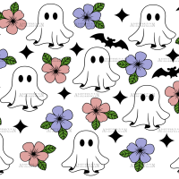 Cute Flowers And Ghosts UV DTF Transfer