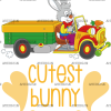 Cutest Bunny Truck DTF Transfer