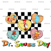 Dr. Seuss Day Hearts Checkered-2 DTF Transfer