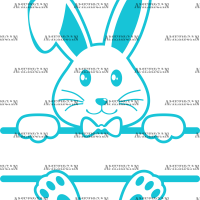 Easter Bunny Name Frame Blue-3 DTF Transfer