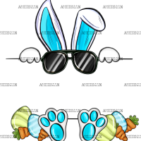 Easter Bunny Name Frame Blue DTF Transfer