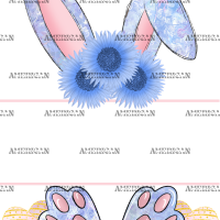 Easter Bunny Name Frame Blue Sunflower DTF Transfer