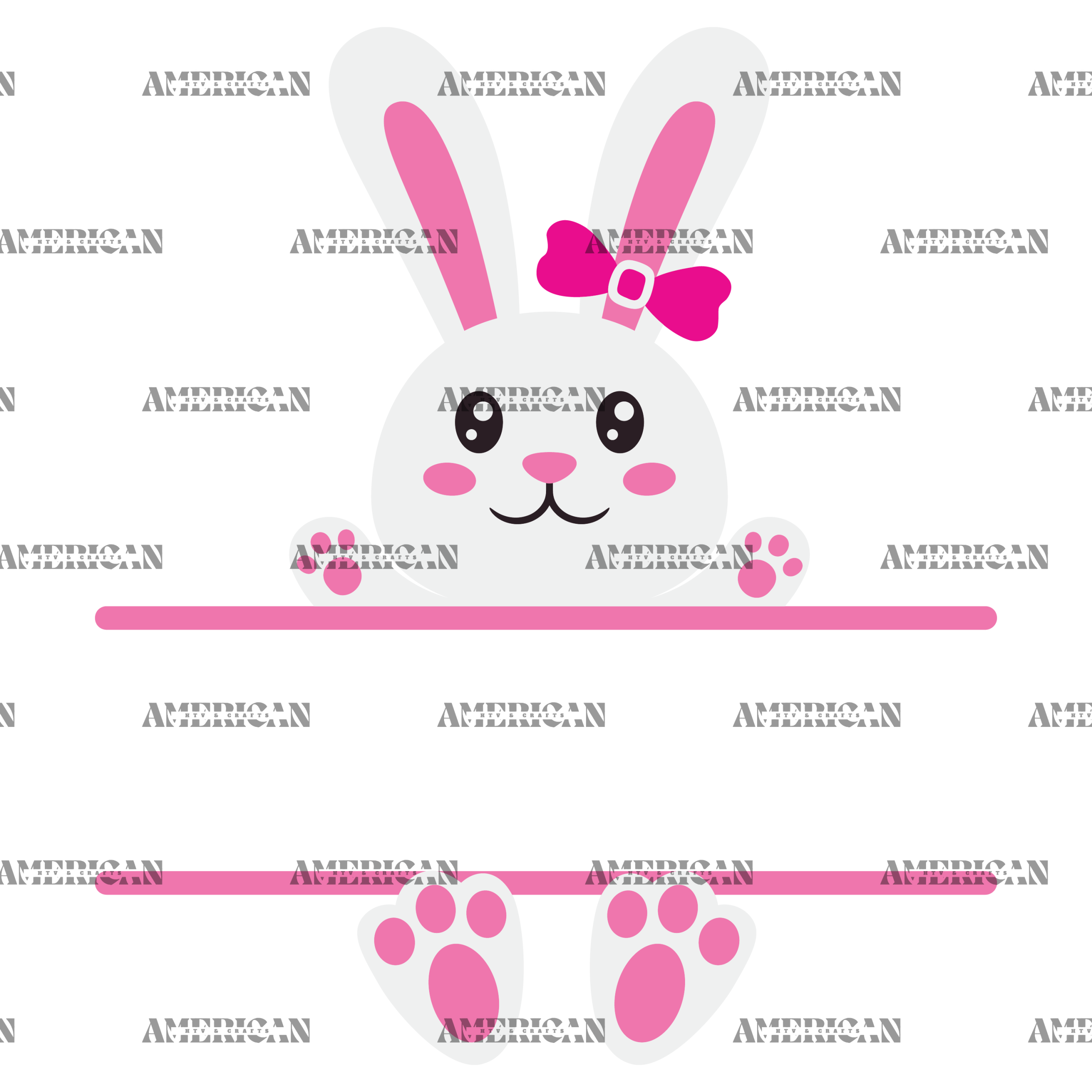 Easter Bunny Name Frame Pink-3 DTF Transfer