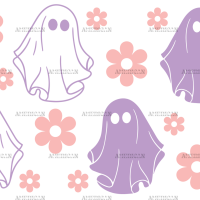 Flowers And Ghosts UV DTF Transfer
