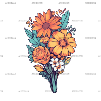 Flowers Sticker-1 UV DTF Transfer