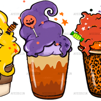 Halloween Coffee Cream UV DTF Transfer