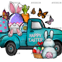 Happy Easter Blue Truck DTF Transfer