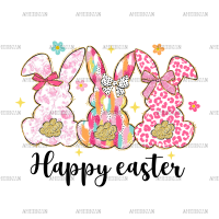 Happy Easter Bunnies Trio DTF Transfer