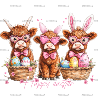 Happy Easter Cows DTF Transfer