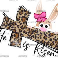 He Is Risen Cross Leopard Bunny DTF Transfer