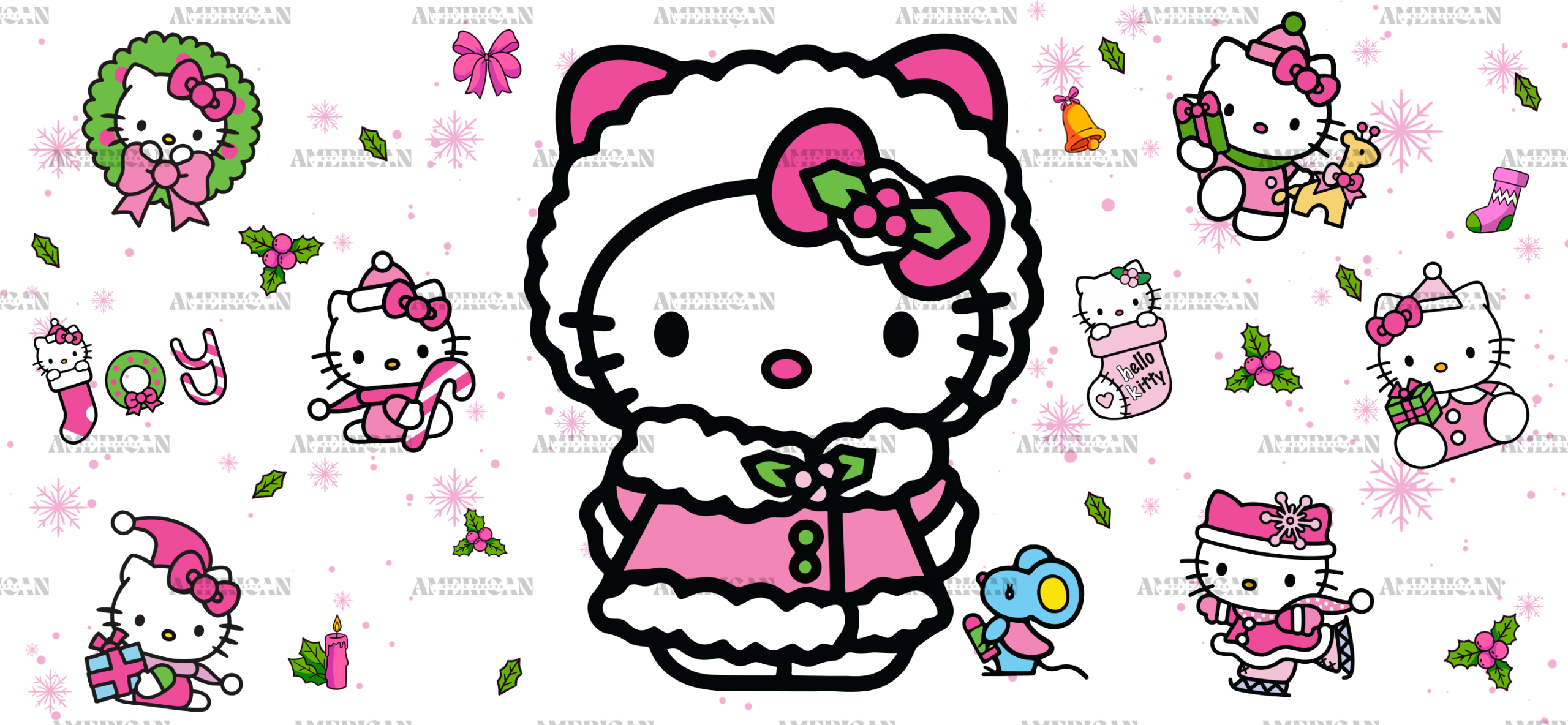 Hello Kitty Christmas UV DTF Transfer
