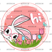 Hi Bunny Circle DTF Transfer