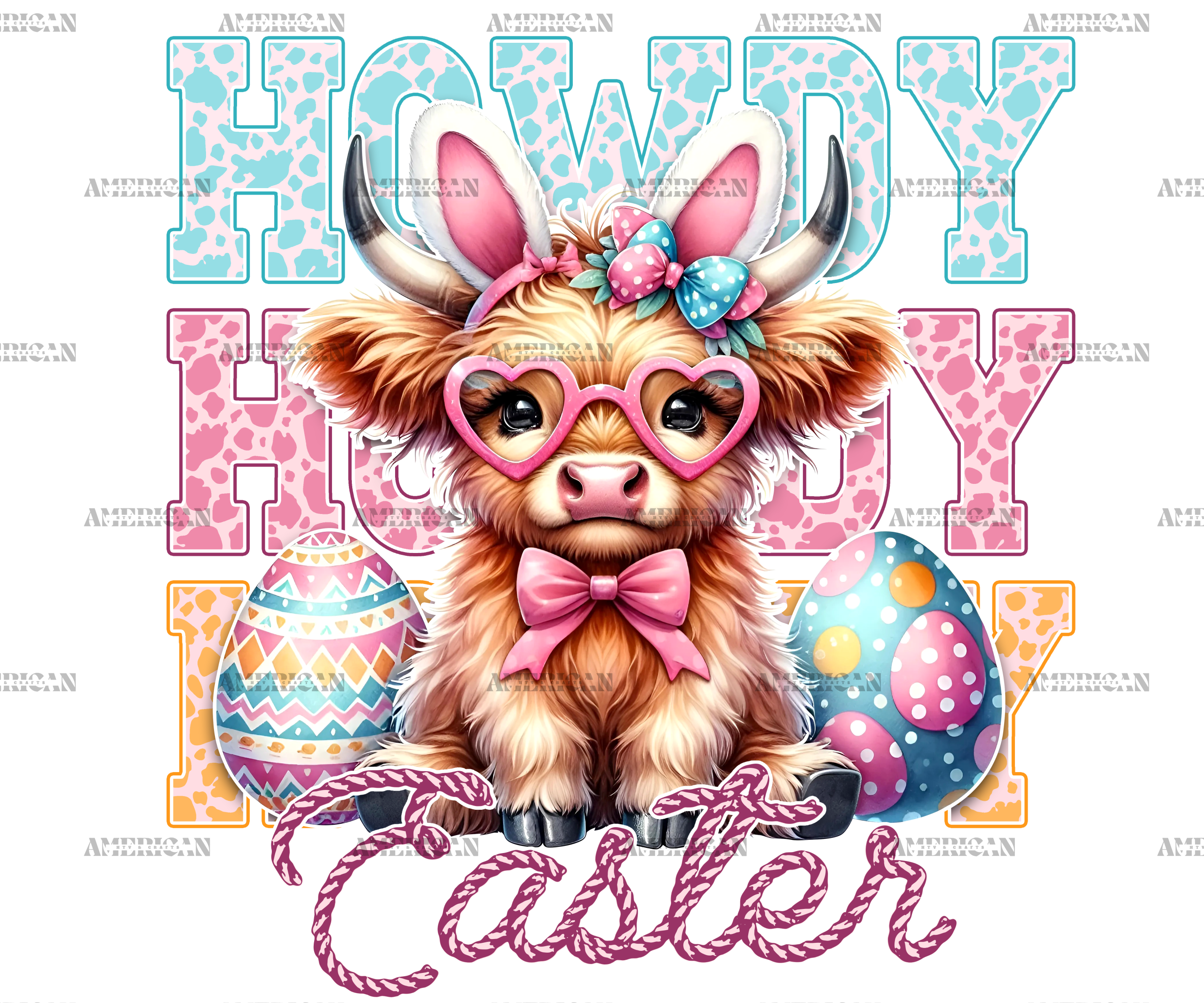 Howdy Easter Cow DTF Transfer