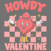 Howdy Valentine Checkered Heart DTF Transfer