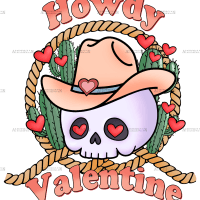 Howdy Valentine Skull DTF Transfer