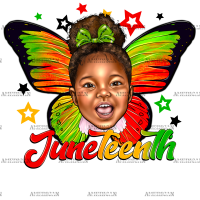 Juneteenth Afro Girl Butterfly-1 DTF Transfer
