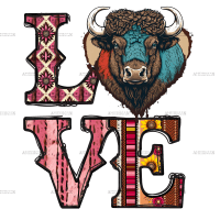 Love Bison Western Valentine DTF Transfer
