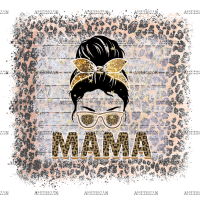 Mama Messy Bun Leapord Frame DTF Transfer