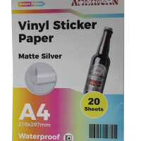 A4 Waterproof Matte Silver Vinyl Sticker Paper For Inkjet Printer 20 Sheets