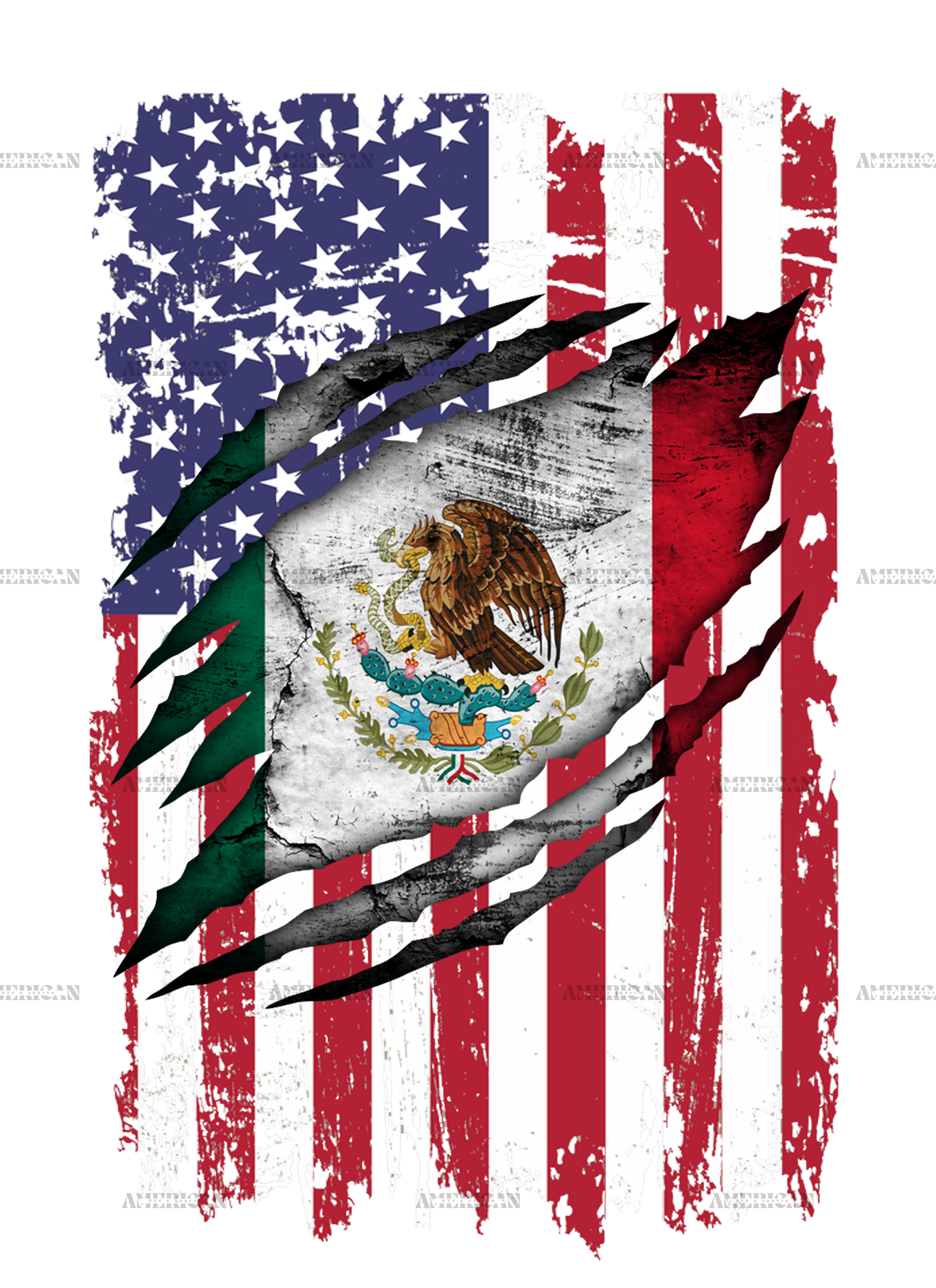 Mexican American Flag Dtf Transfer