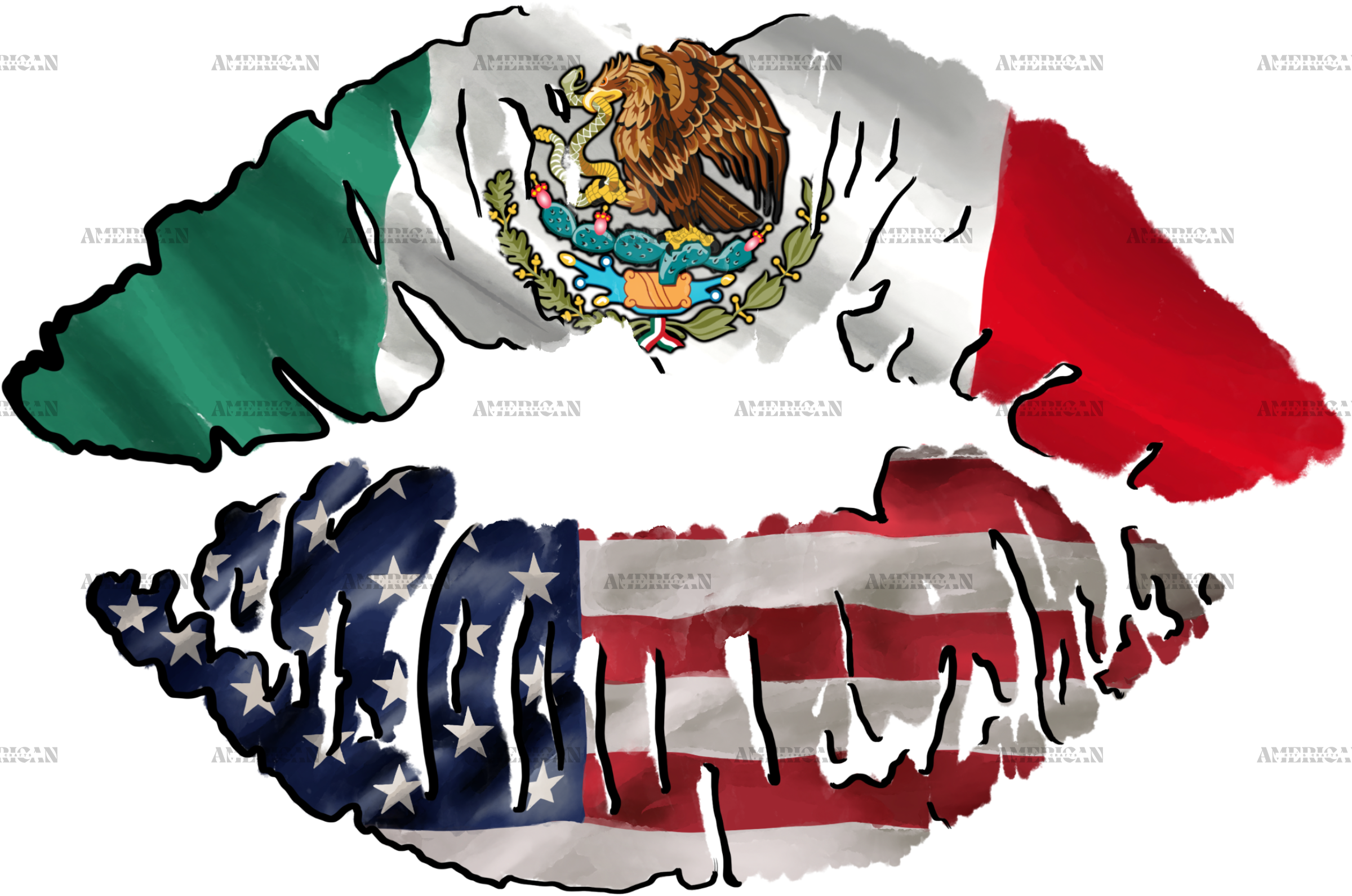 Mexico USA Lips Dtf Transfer