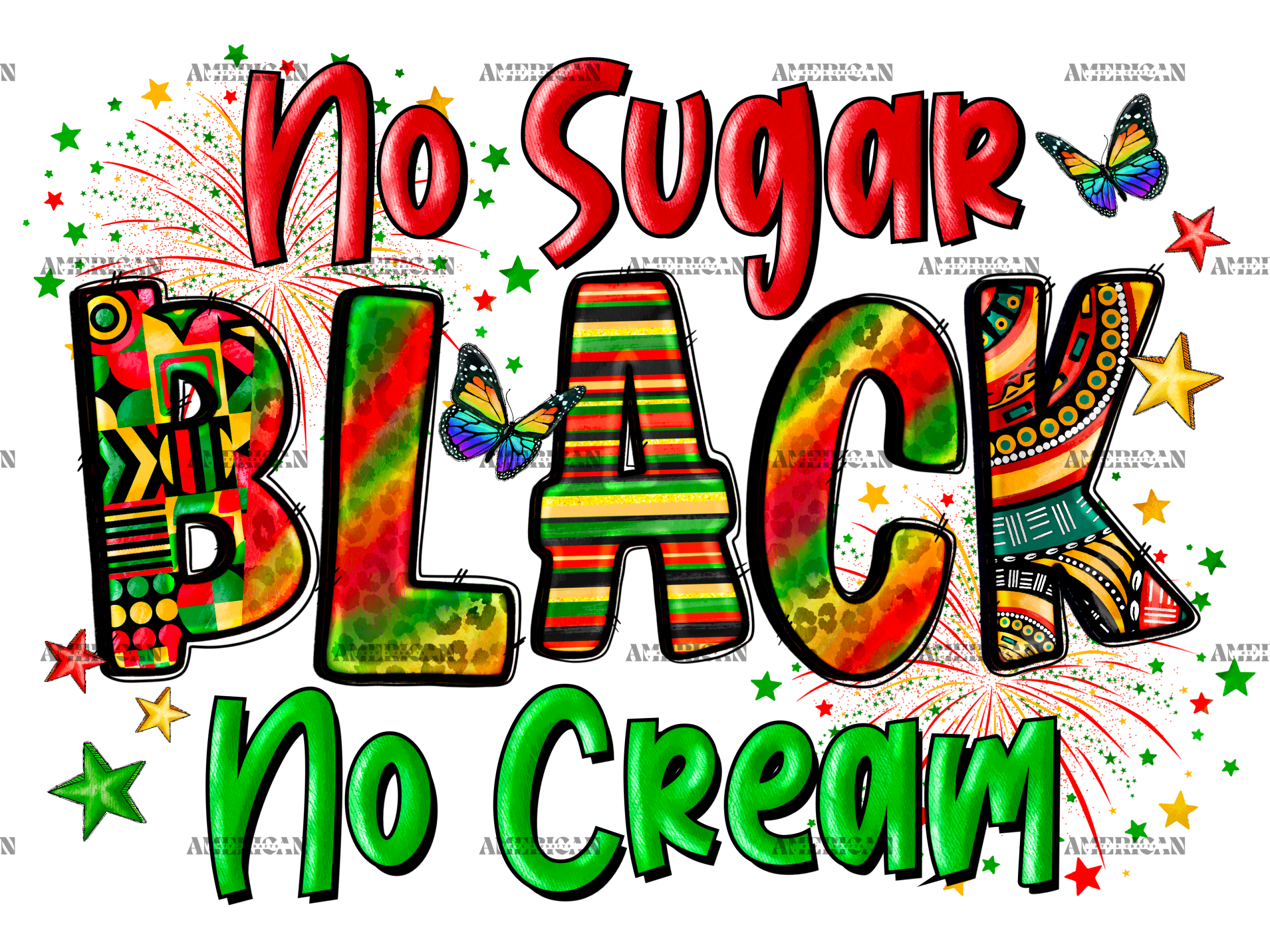No Sugar Black No Cream-3 DTF Transfer