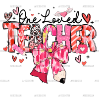 One Loved Teacher Pencil Bow-1 DTF Transfer