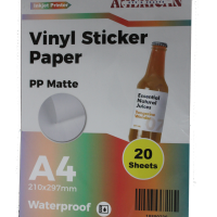 A4 Waterproof PP Matte Vinyl Sticker Paper For Inkjet Printer 20 Sheets