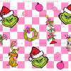 Pink Checkered Grinchmas UV DTF Transfer