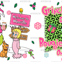 Pink Whoville Grinch UV DTF Transfer