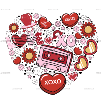 Retro Valentines Day Heart DTF Transfer