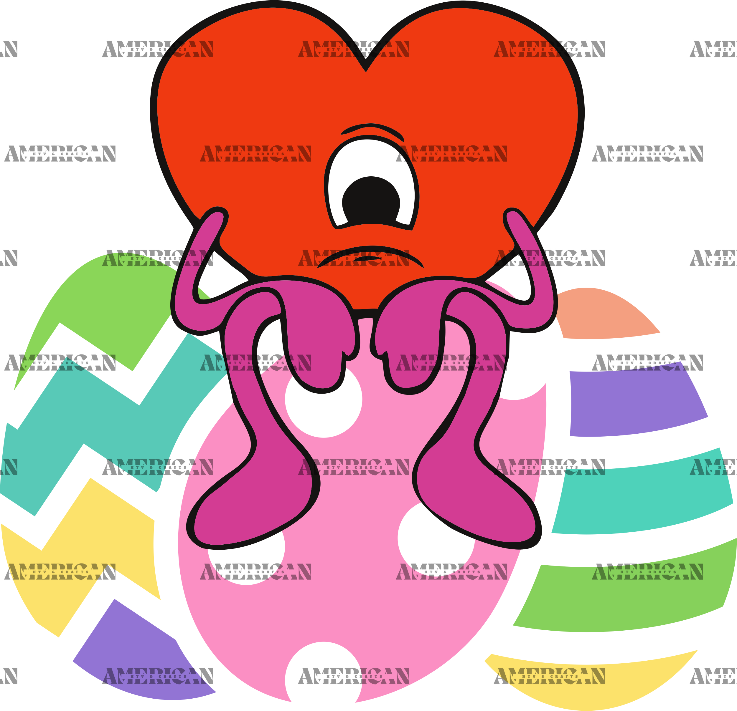Sad Heart Bunny Eggs DTF Transfer