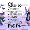 She Is Mom Purple Butterflies UV DTF Transfer
