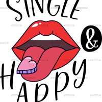 Single And Happy Lips DTF Transfer