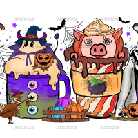 Spooky Coffee UV DTF Transfer