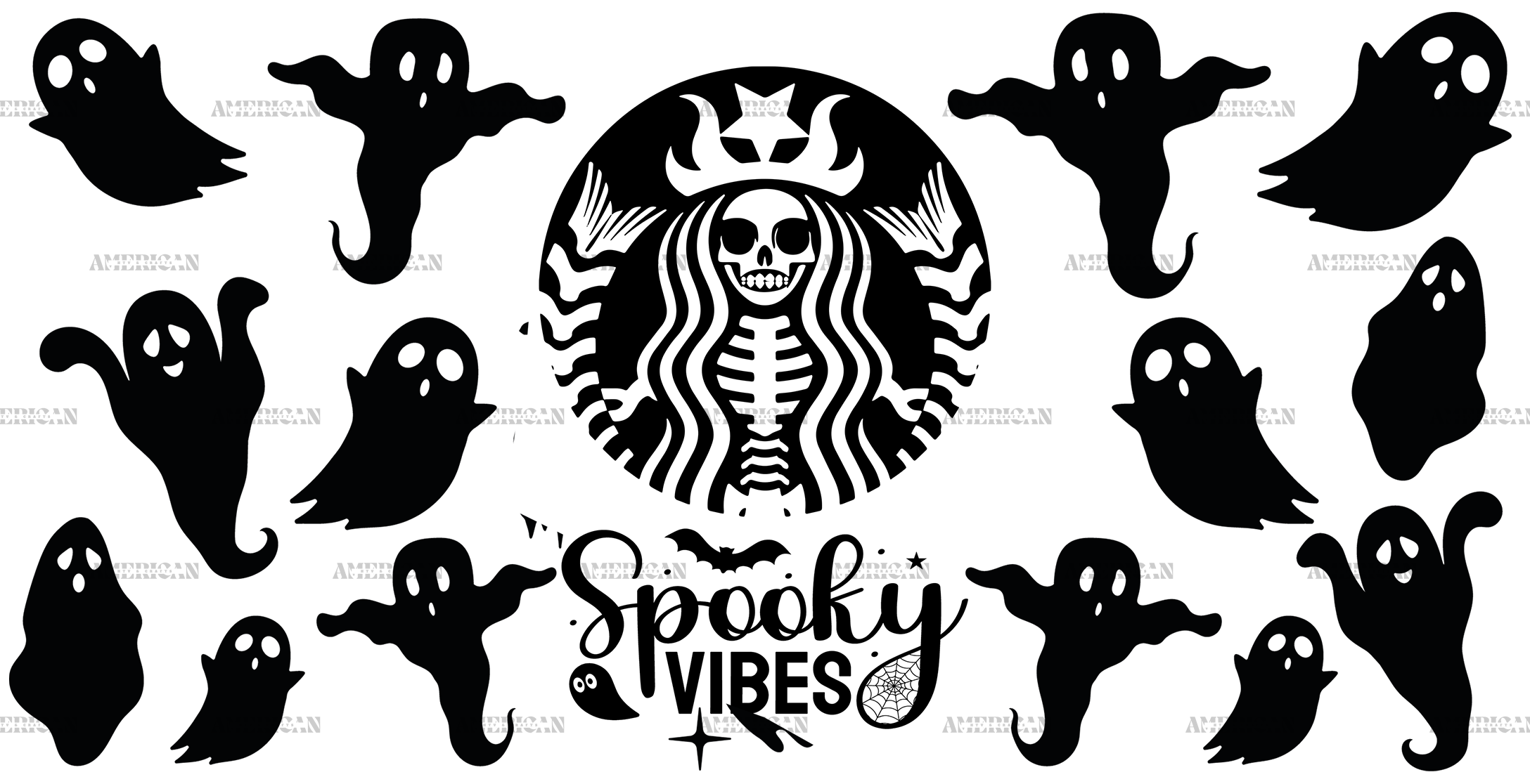 Spooky Starbucks Vibes Ghosts UV DTF Transfer