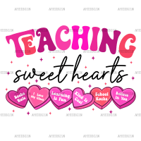 Teaching Sweet Hearts DTF Transfer