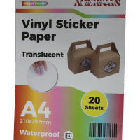A4 Waterproof Translucent Vinyl Sticker Paper For Inkjet Printer 20 Sheets