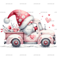 Valentine Gnomie Truck-7 DTF Transfer