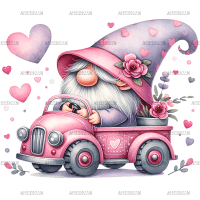 Valentine Gnomie Truck-9 DTF Transfer