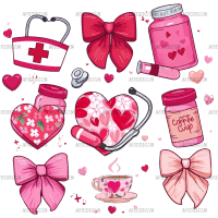 Valentine Nurse Bows DTF Transfer